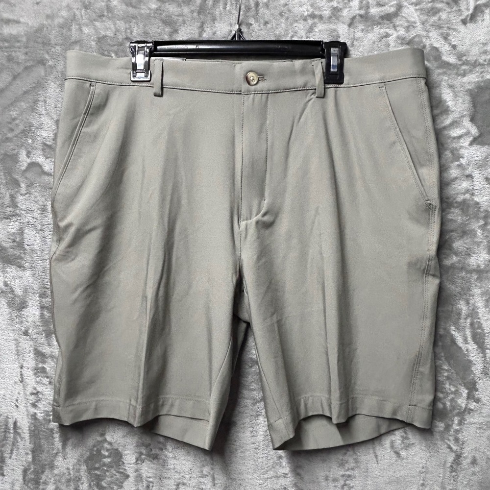 Greg Norman Mens Performance Shorts Khaki Flat Front‎ UPF Sun Protection Size 40